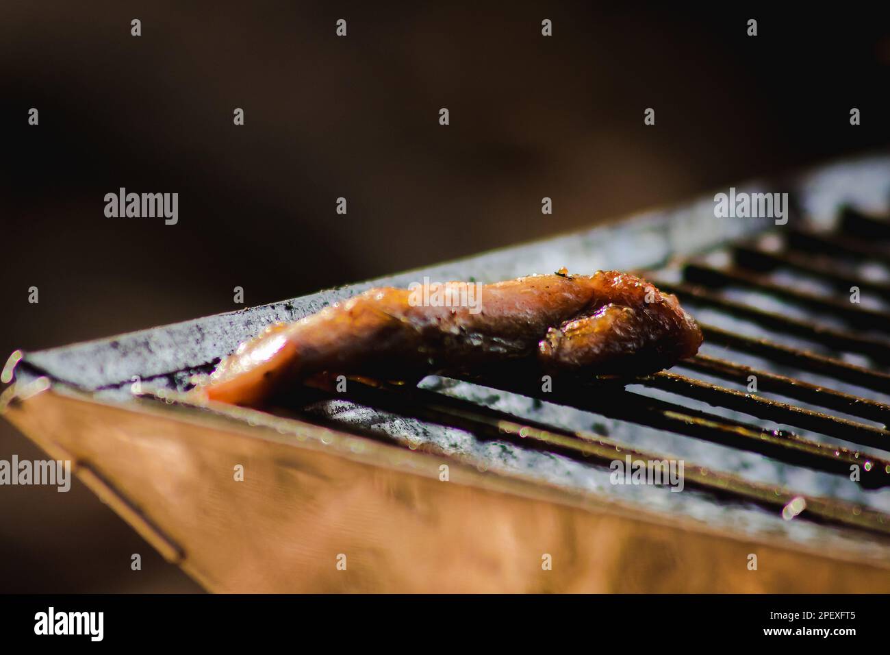 Grilled chicken on a hot stove Popular camping dishes Stock Photo Alamy