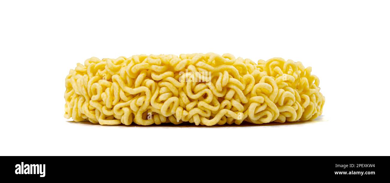 Dry Instant Noodles Isolated, Round Asian Pasta, Traditional Korean