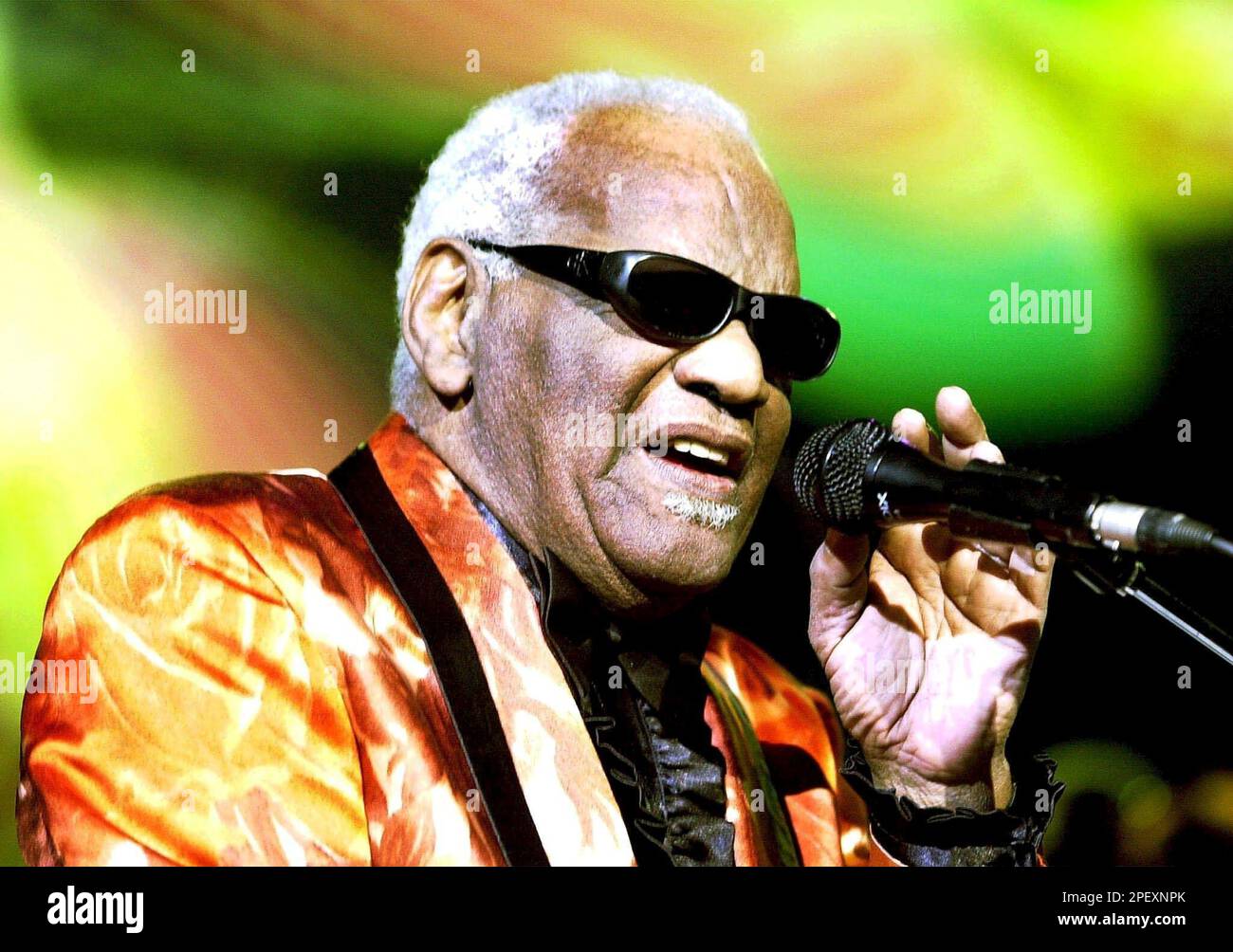 American singer Ray Charles performs on stage in Geneva, Switzerland