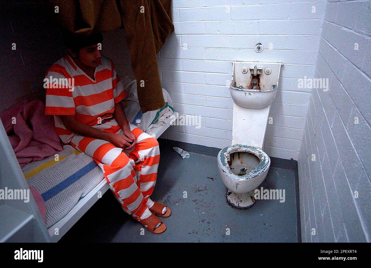 An inmate at the jail on the Blackfeet Indian Reservation at Browning