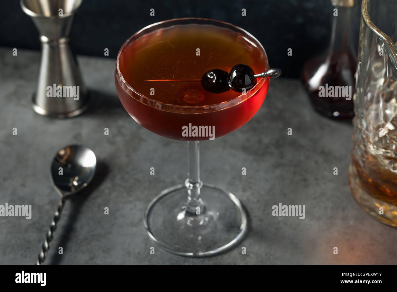 Cold Boozy Brooklyn Manhattan Cocktail with Rye Whiskey Stock Photo Alamy