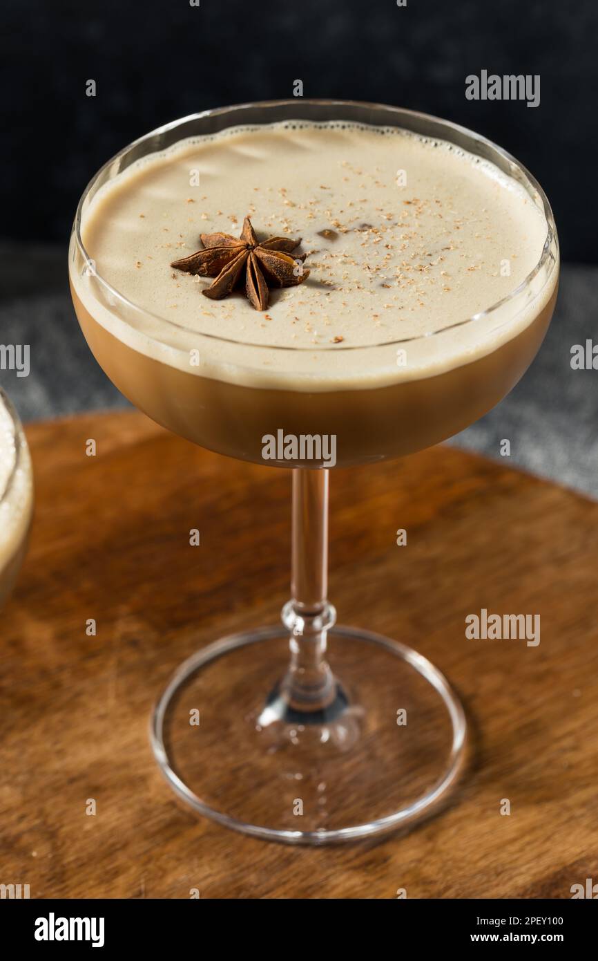 Boozy Vodka Dirty Chai Martini with MIlk and Simple Syrup Stock Photo