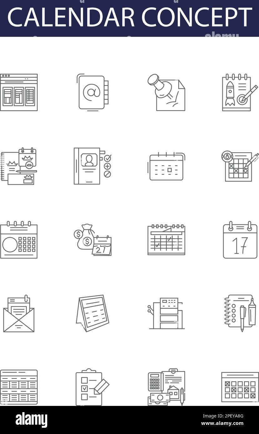 Calendar concept line vector icons and signs. Schedule, Planning, Days