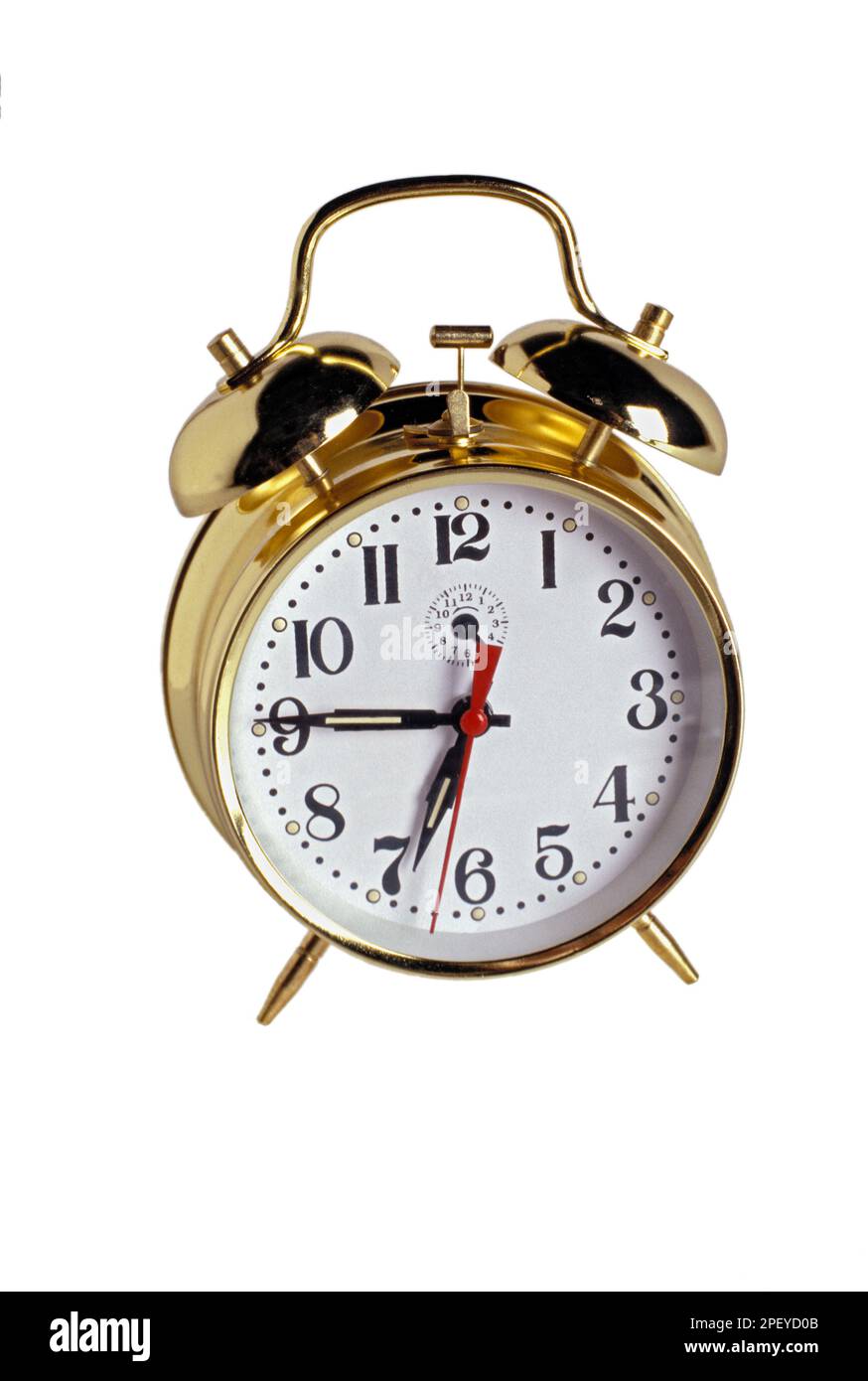 Classic Big Ben alarm clock on white background Stock Photo