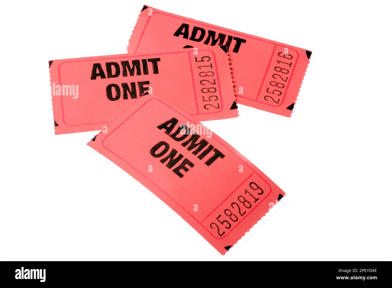 Three Admission tickets on a white background Stock Photo