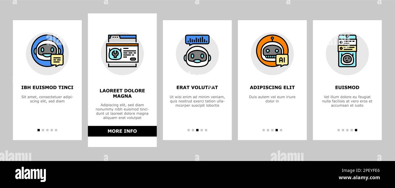 chat bot robot service online onboarding icons set vector Stock Vector ...