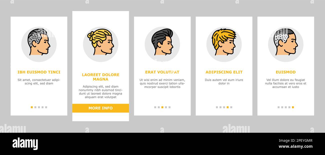 hairstyle portrait hair fashion onboarding icons set vector Stock Vector