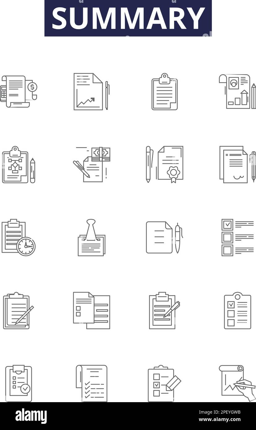 Summary line vector icons and signs. summary, report, finance