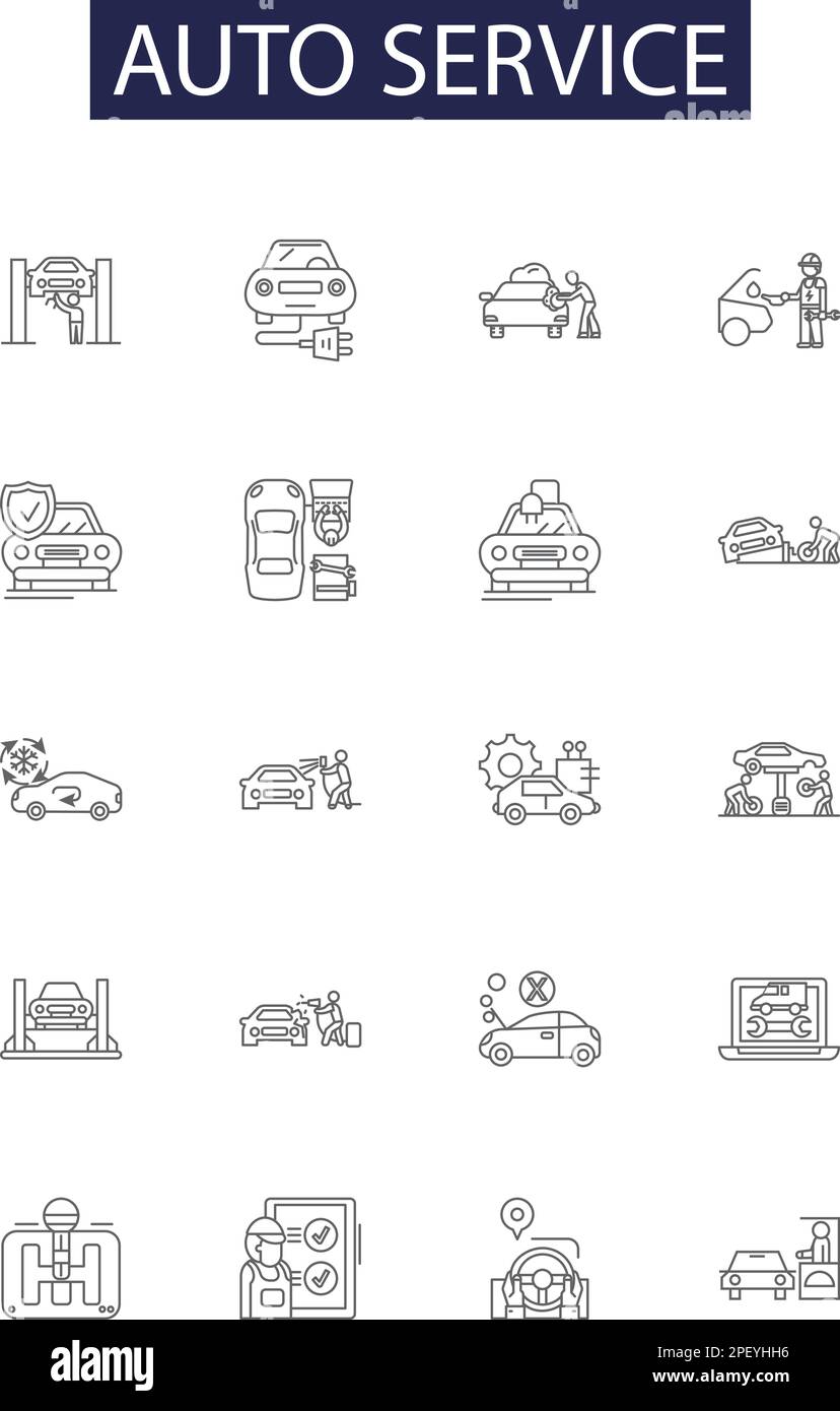 Auto service line vector icons and signs. Service, Repair, Tuneup