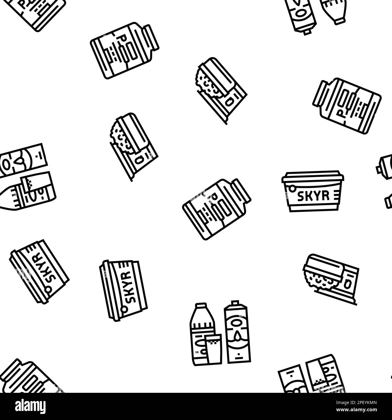 milk product dairy drink fresh vector seamless pattern Stock Vector