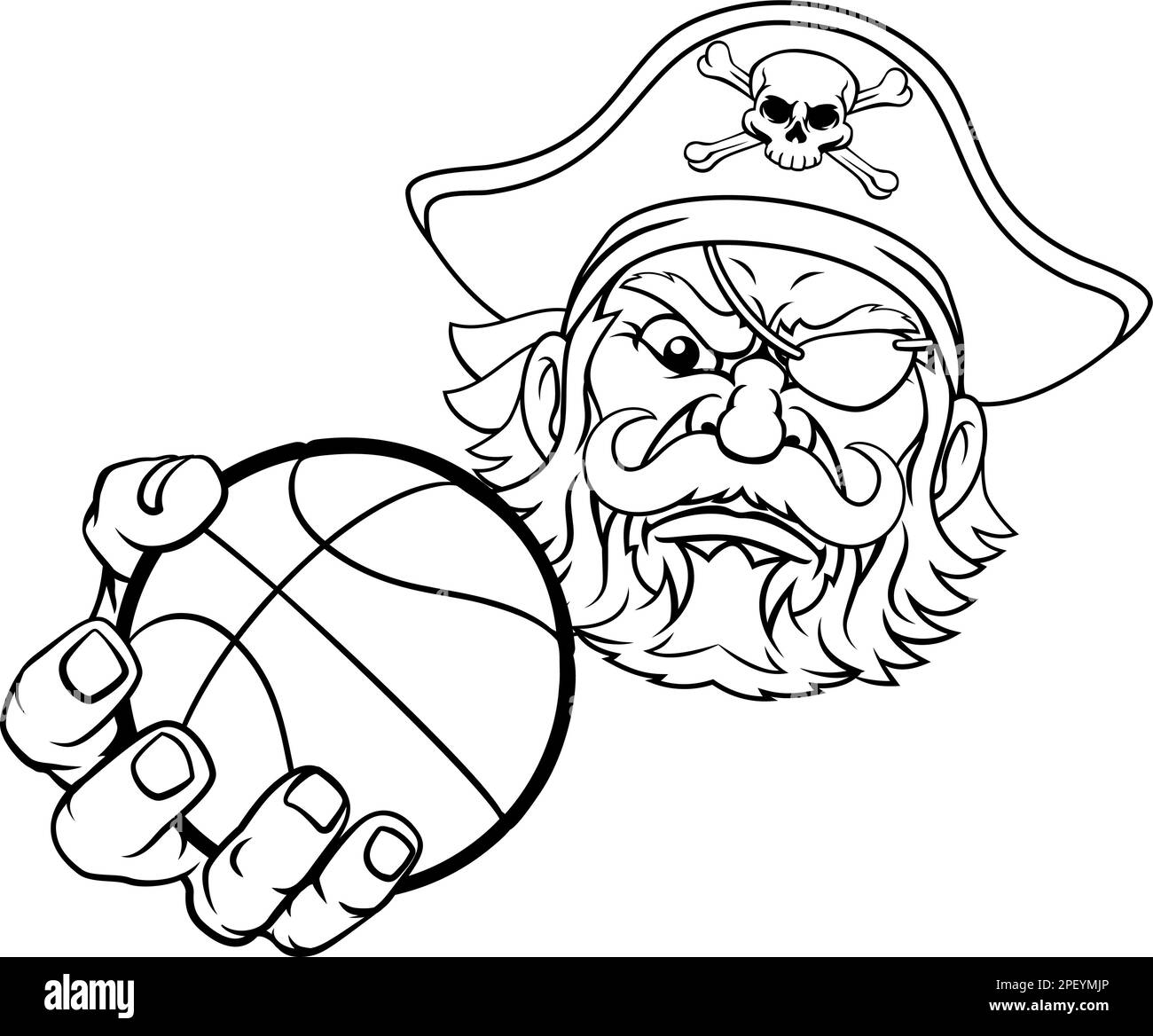 Pirate Basketball Ball Sports Mascot Cartoon Stock Vector
