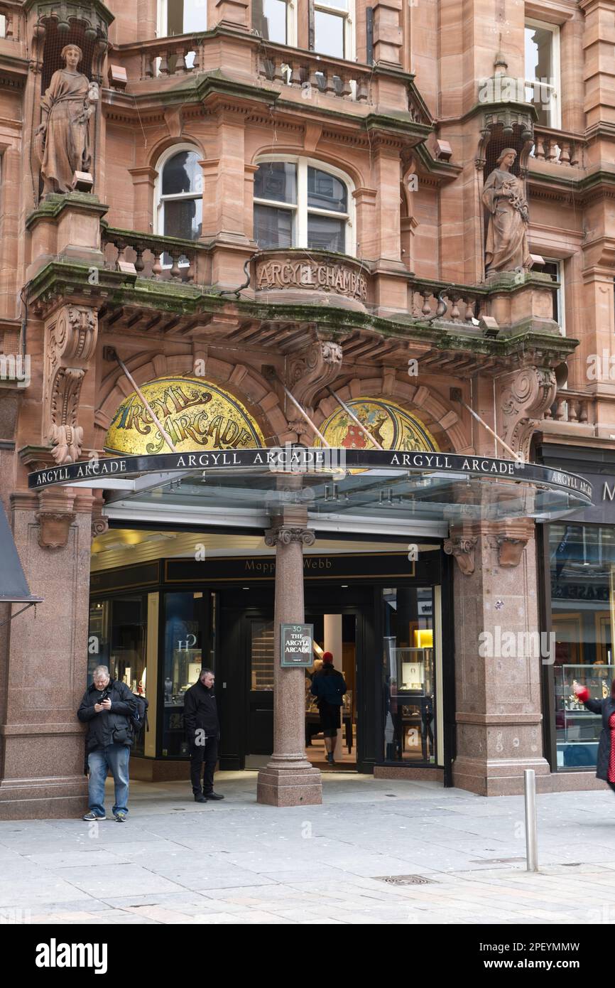 entrance to the Argyll Arcade, Buchanan Street, Glasgow,Scotland,UK Stock Photo