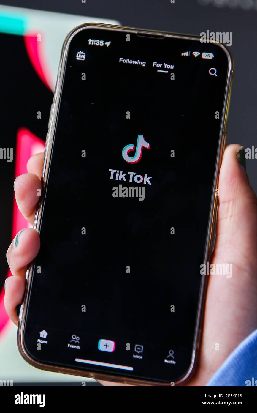 In this photo illustration, a Tik Tok logo seen on a smartphone ...
