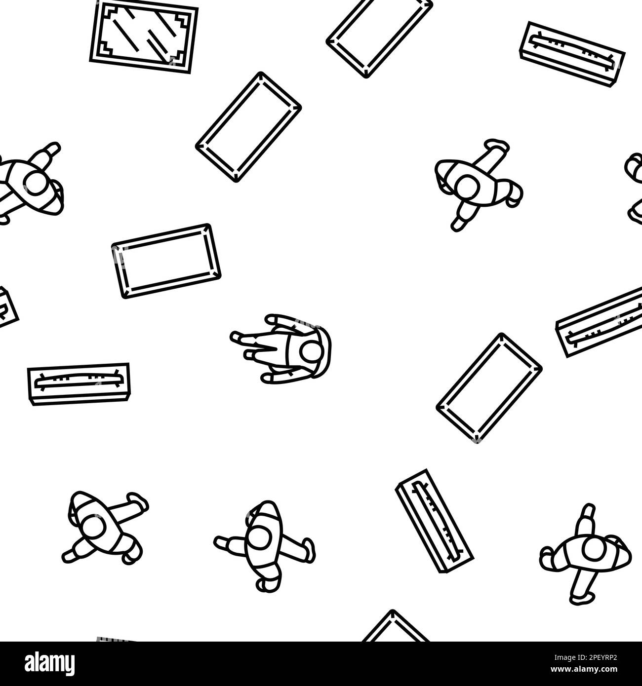 floor plan interior furniture vector seamless pattern Stock Vector