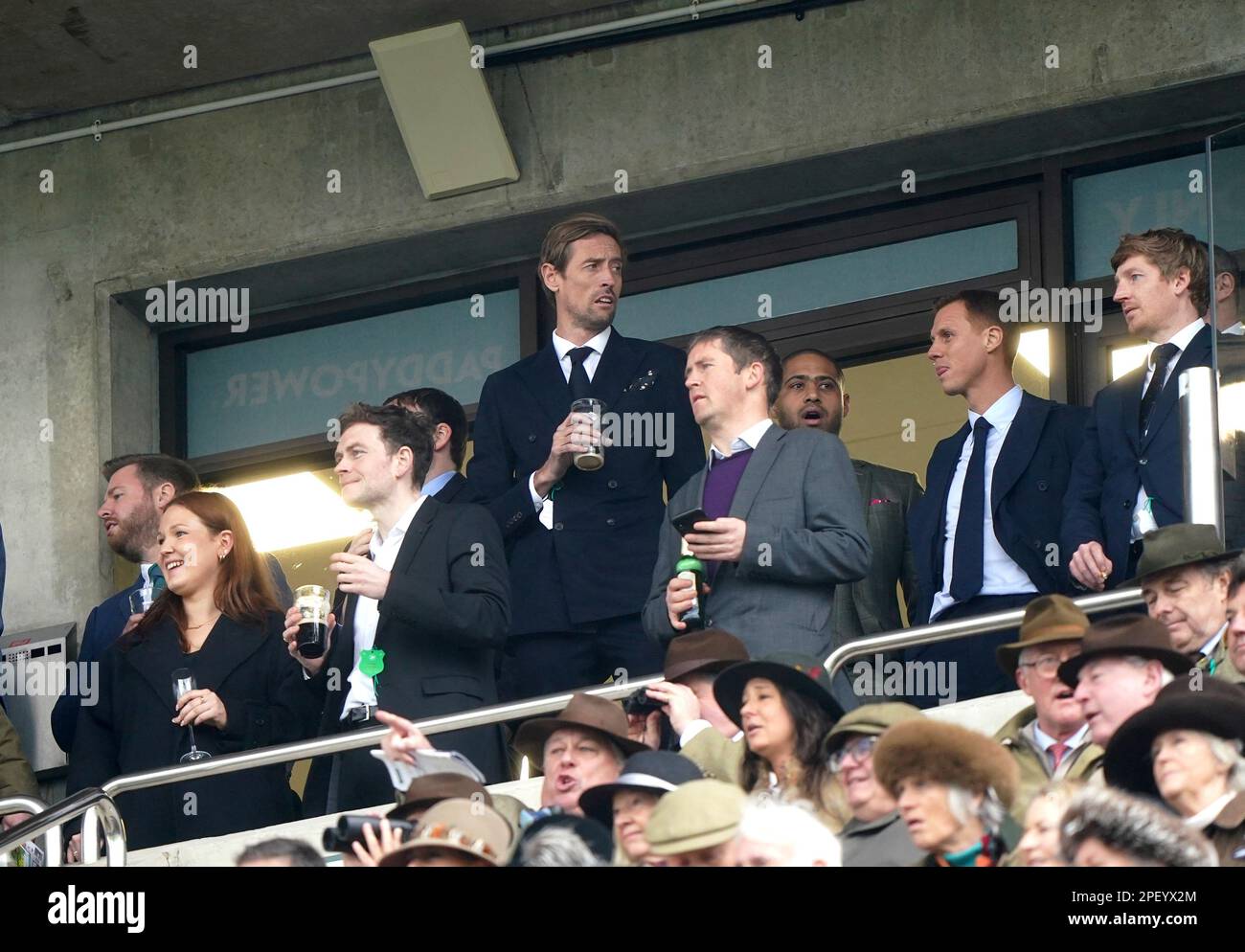 Peter Crouch and Glen Johnson in the grandstand watching the Paddy