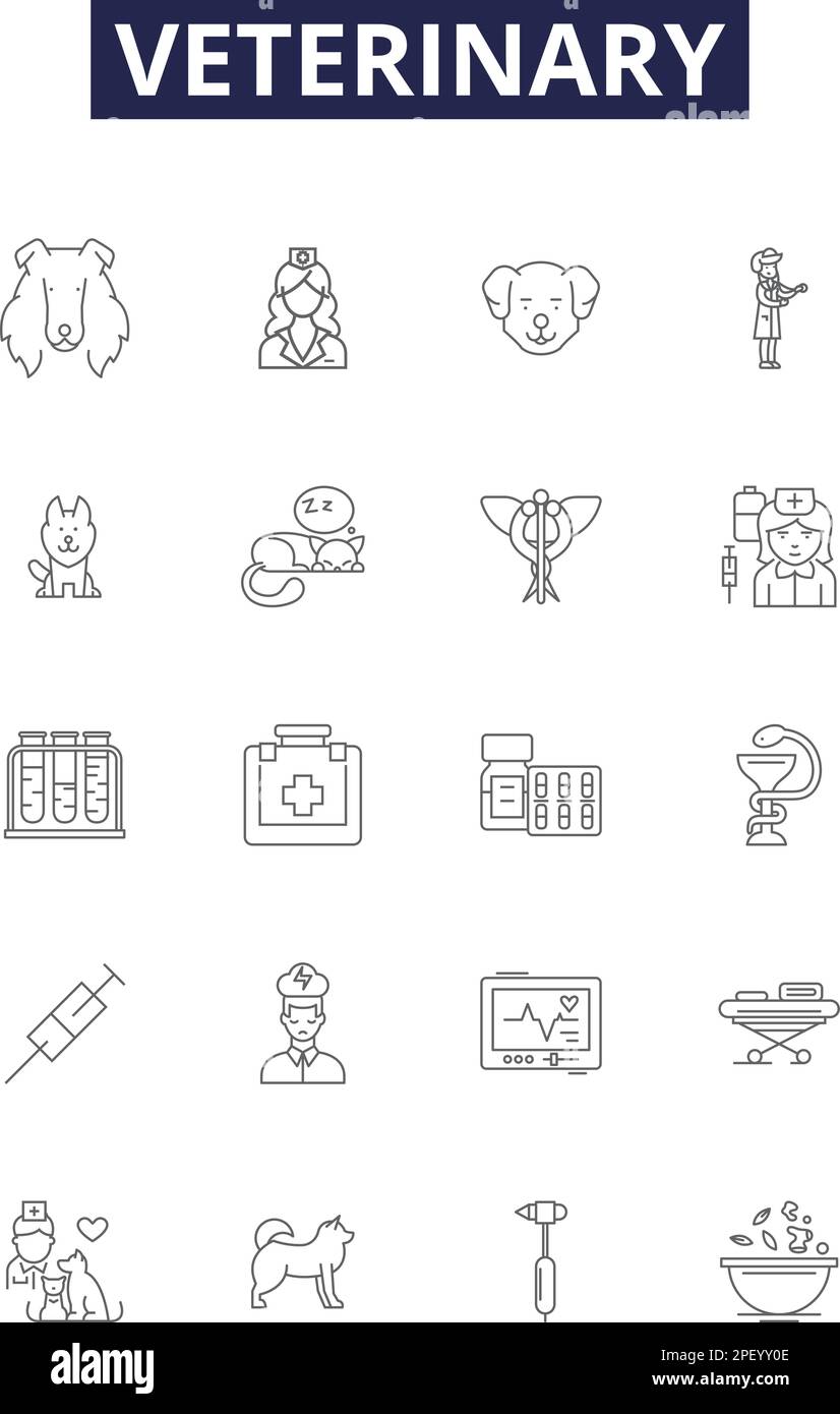Veterinary line vector icons and signs. Animals, Veterinary, Care, Pet