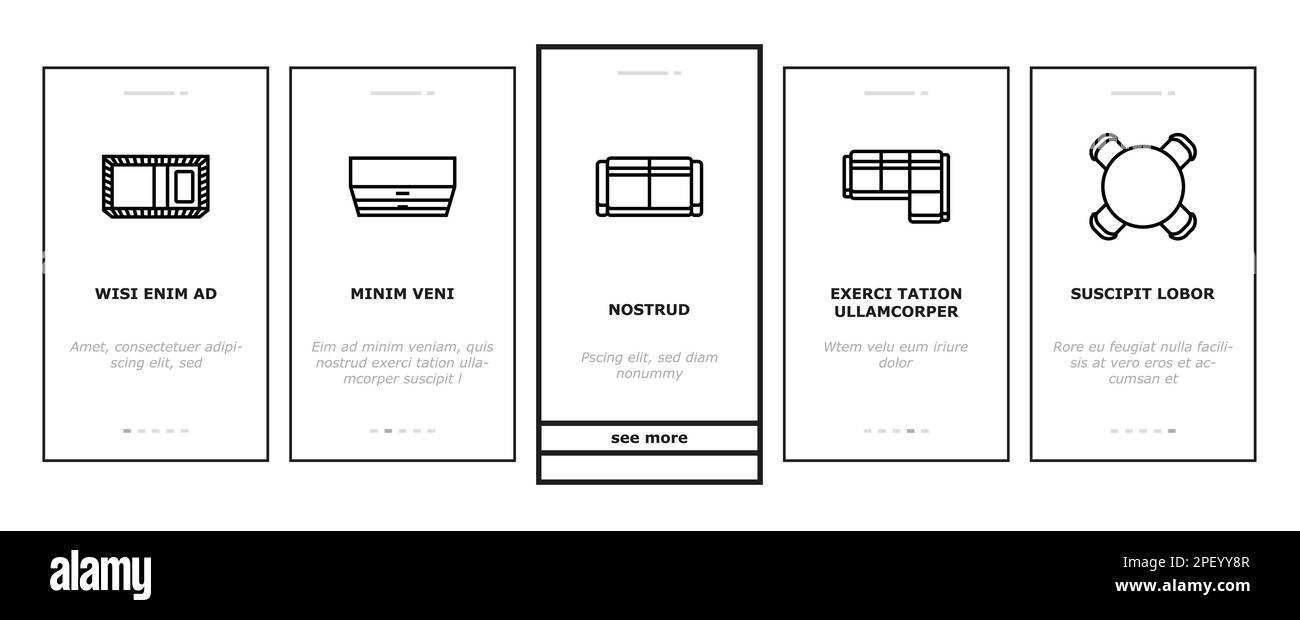 floor plan interior furniture onboarding icons set vector Stock Vector ...