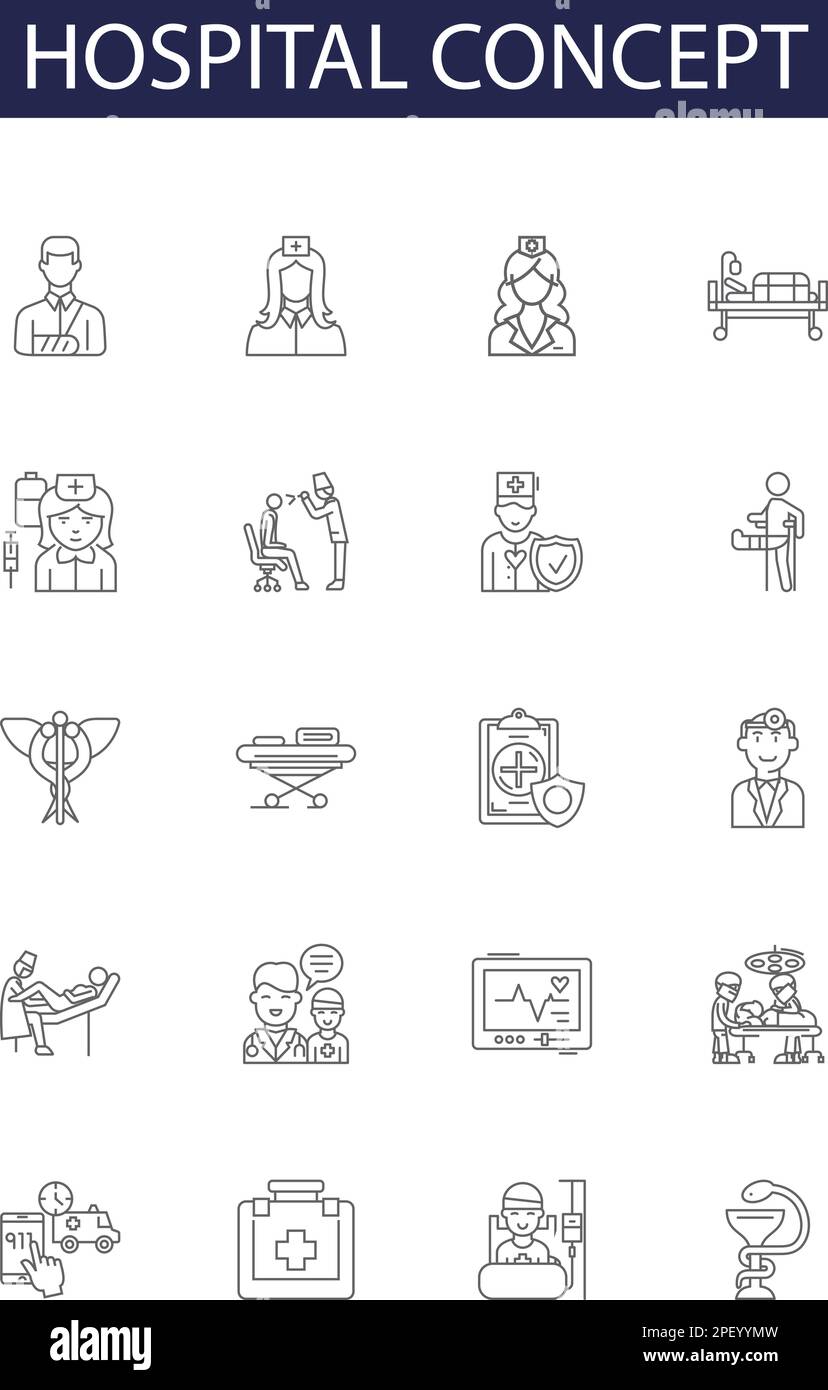 Hospital concept line vector icons and signs. Care, Treatment, Medicine ...