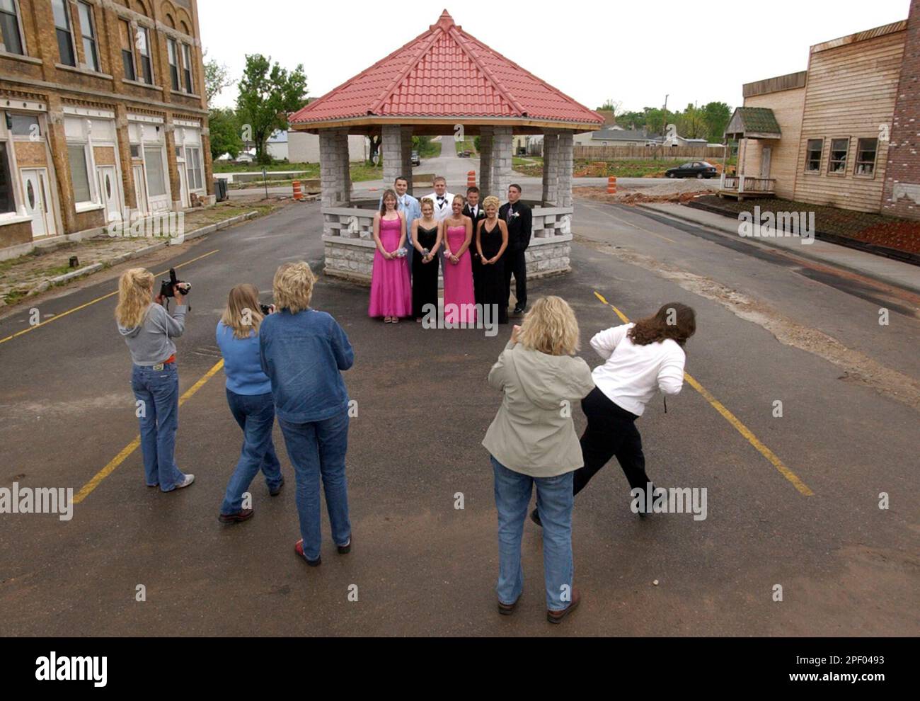 Students attending the Pierce City, Mo., High School prom pose in front
