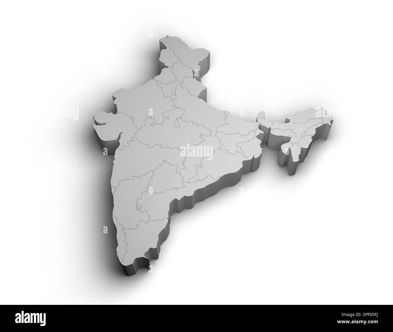 3d India map illustration white background isolate Stock Photo