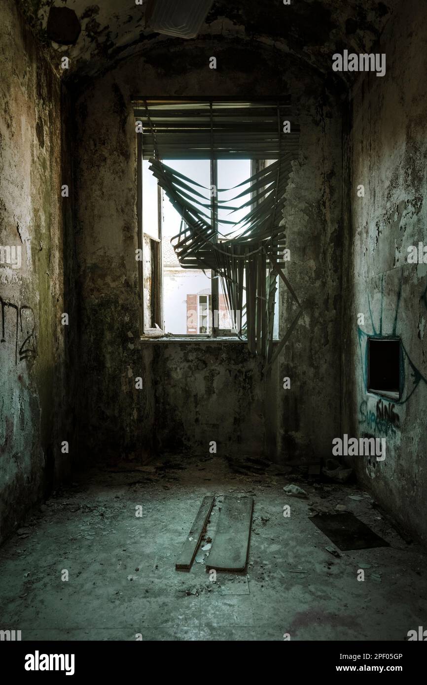 devastated decaying and abandoned interior Stock Photo