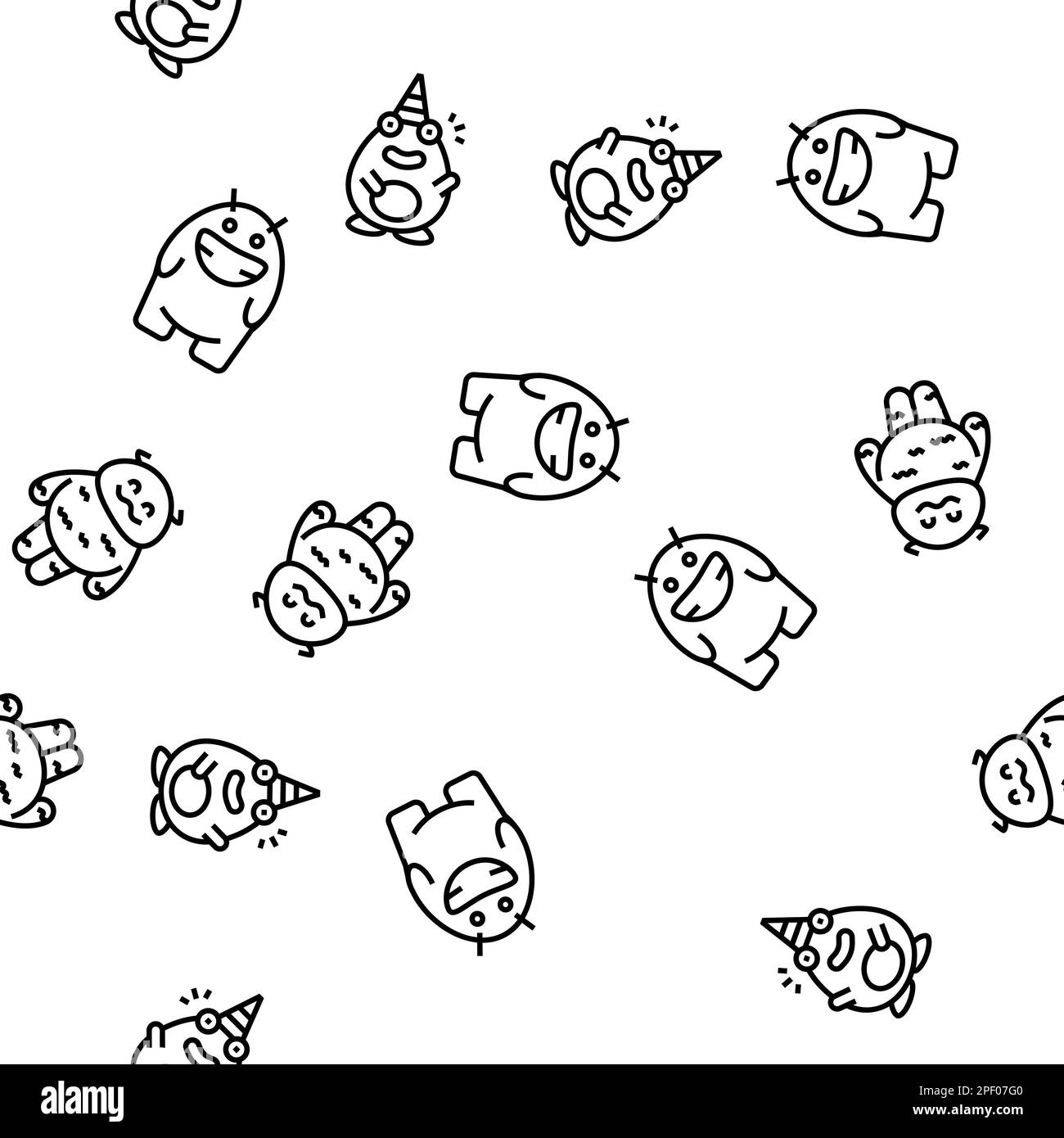 monster funny cute alien vector seamless pattern Stock Vector Image