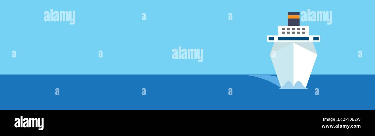 cruise ship or ferry, vector banner for travel agency, sea summer vacation Stock Vector
