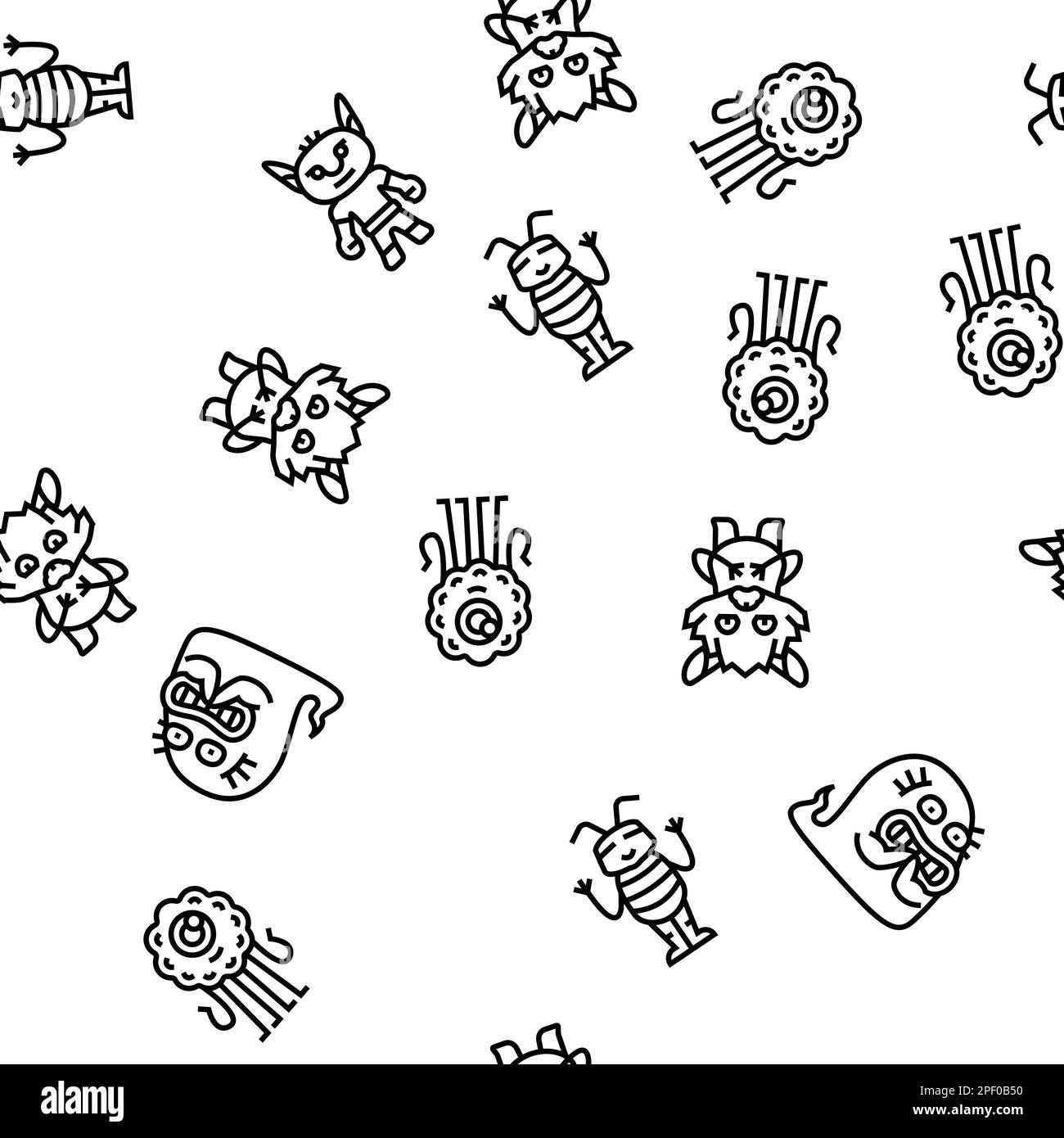 monster funny cute alien vector seamless pattern Stock Vector Image