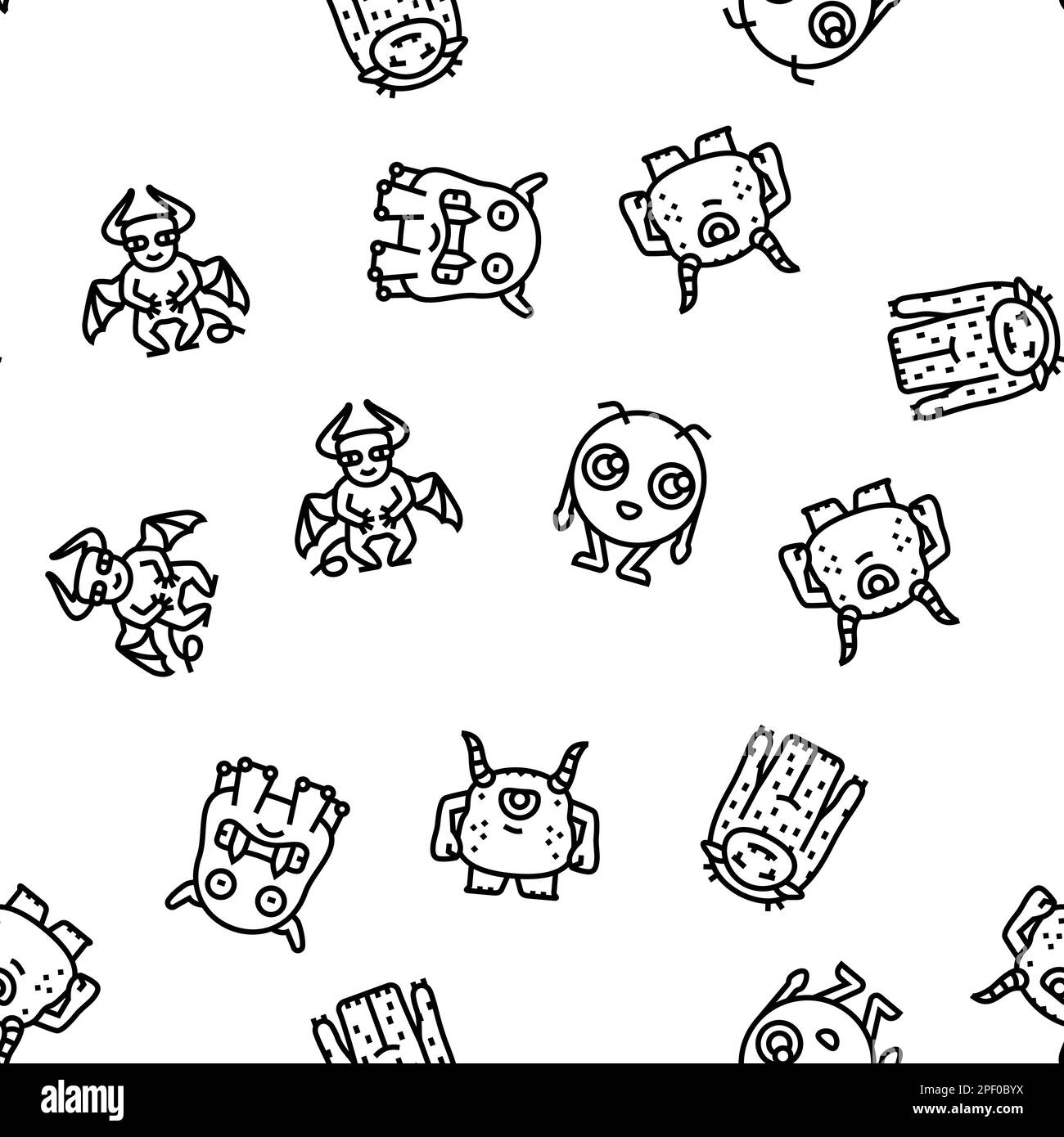 monster funny cute alien vector seamless pattern Stock Vector Image ...