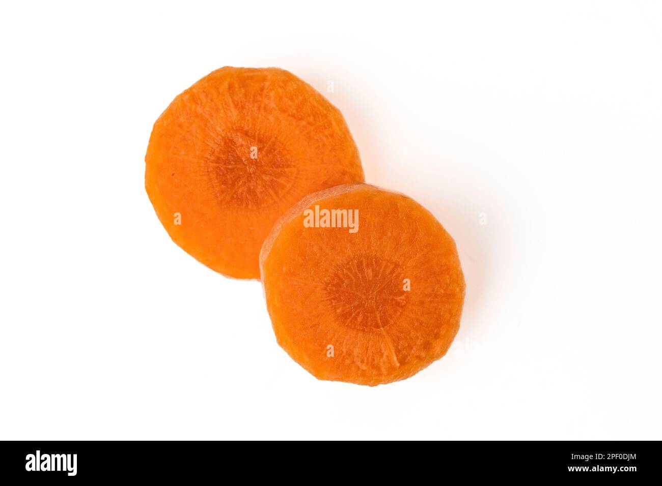 Carrot slice isolated on white background. Top view. Flat lay Stock Photo