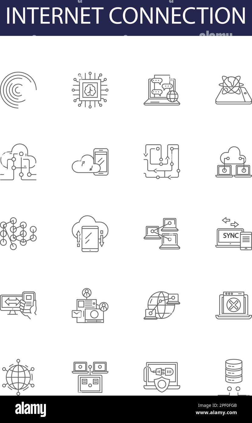connection line vector icons and signs. Network, Wifi, Broadband, Dialup
