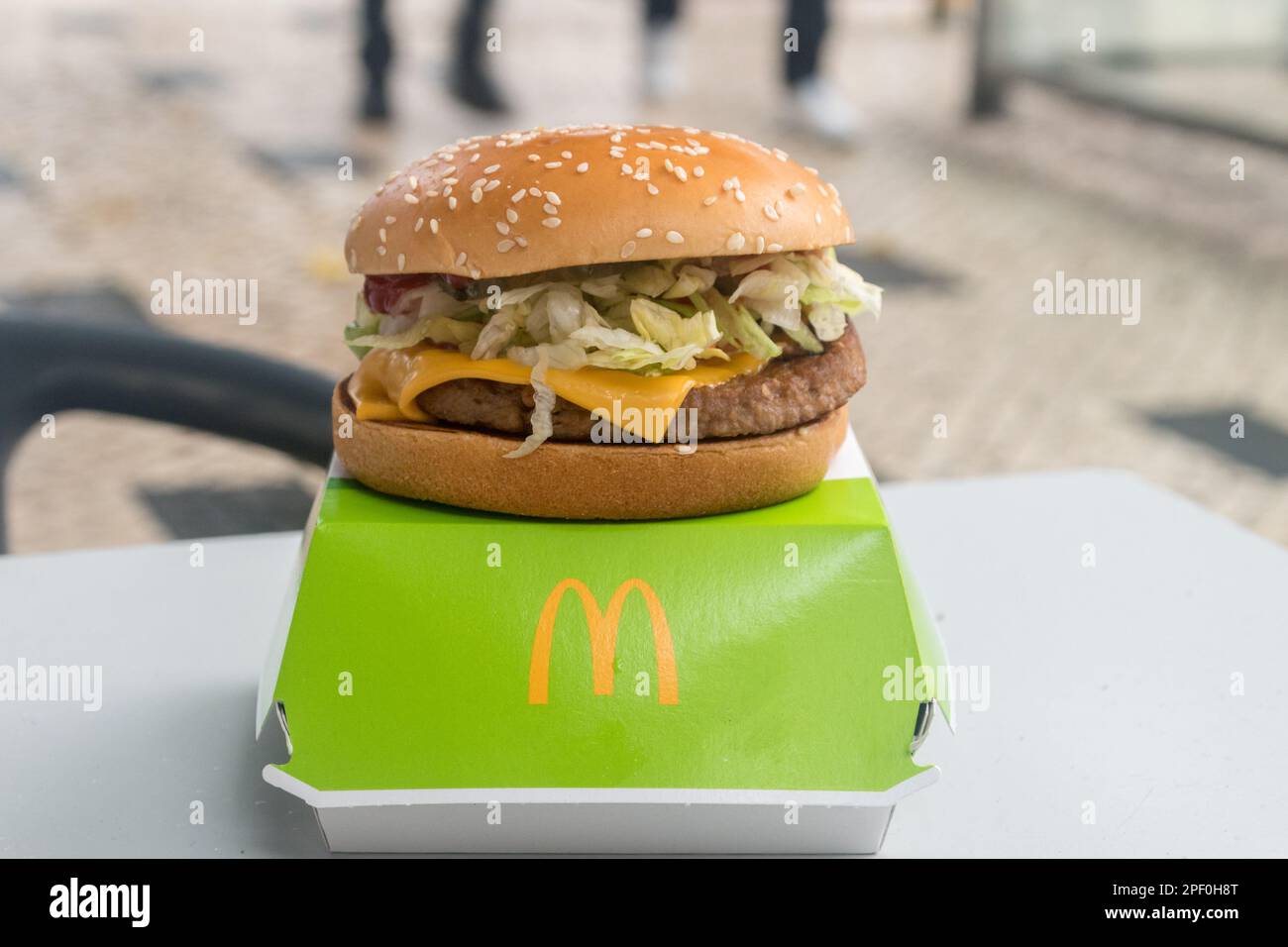 Lisbon, Portugal December 5, 2022 Mcdonald's McPlant burger Stock