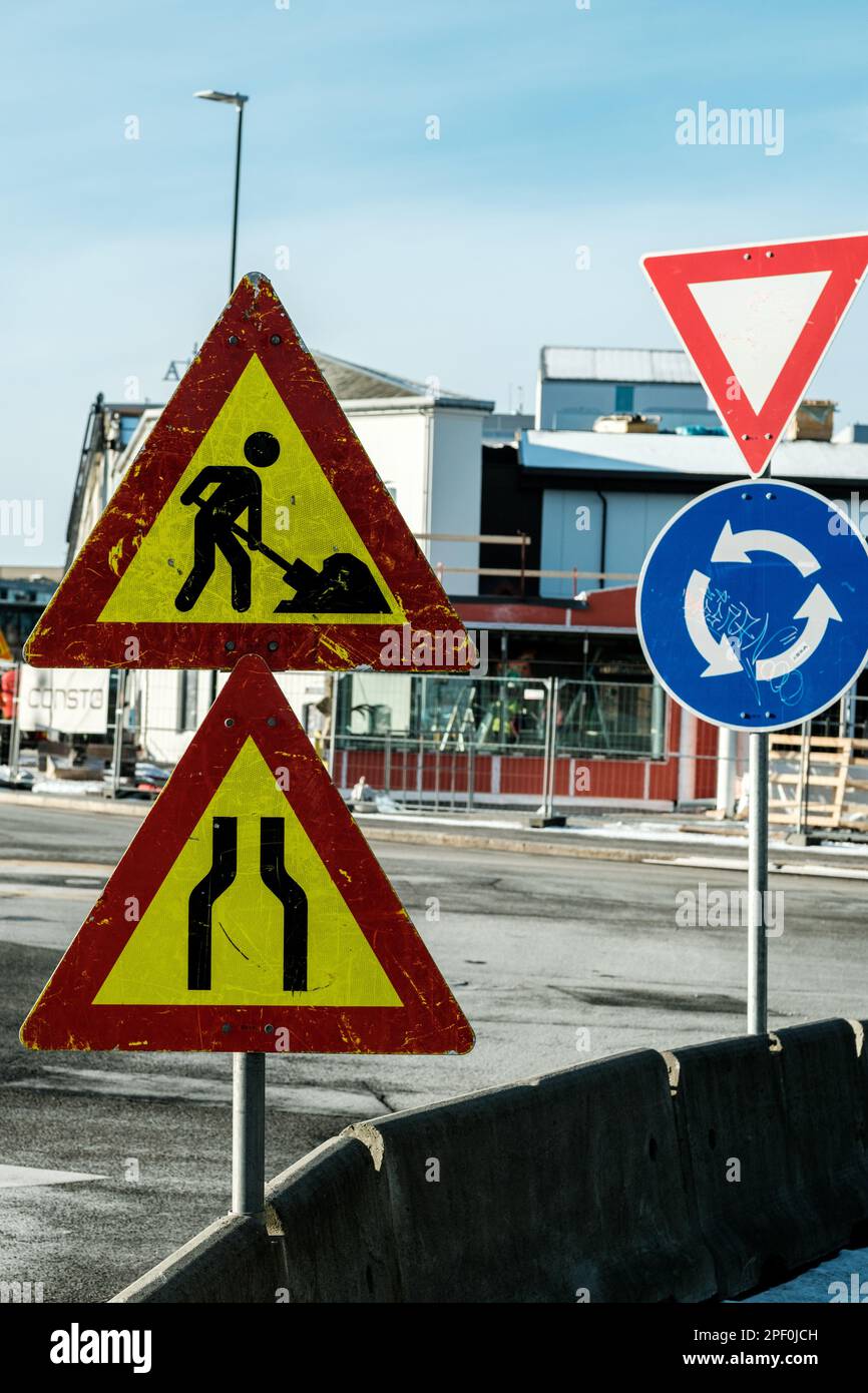 Sandnes, Norway, March 10 2003, Norwegian Road Traffic Caution or