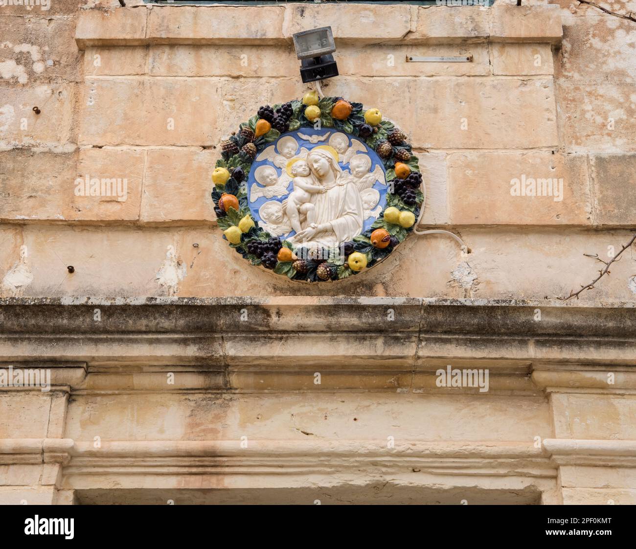 one of the many decorations in the old walled city of mdina the old capital in central malta Stock Photo