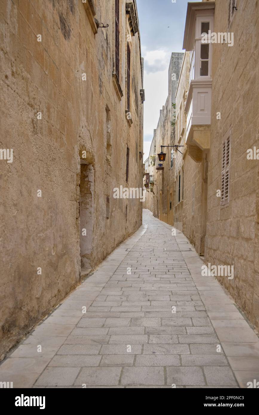 narrow streets in the old walled city of mdina the old capital in central malta Stock Photo