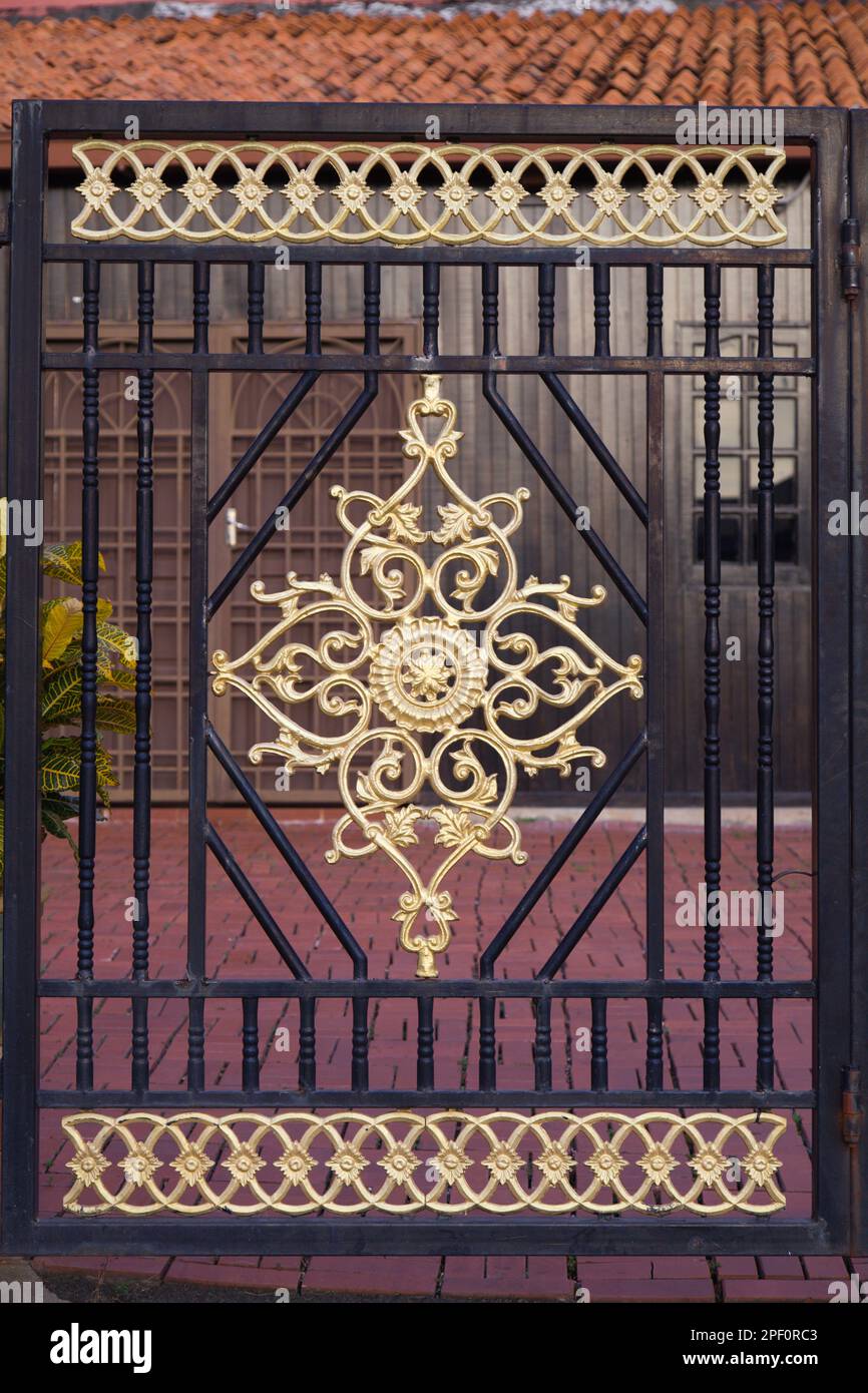 Malaysia, Melaka, Malacca, wrought iron gate Stock Photo Alamy