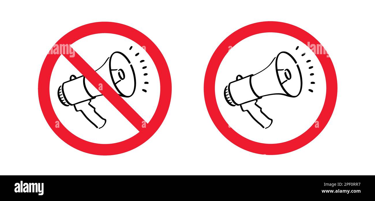 No megaphone prohibition sign. Do not use megaphone, microphone to