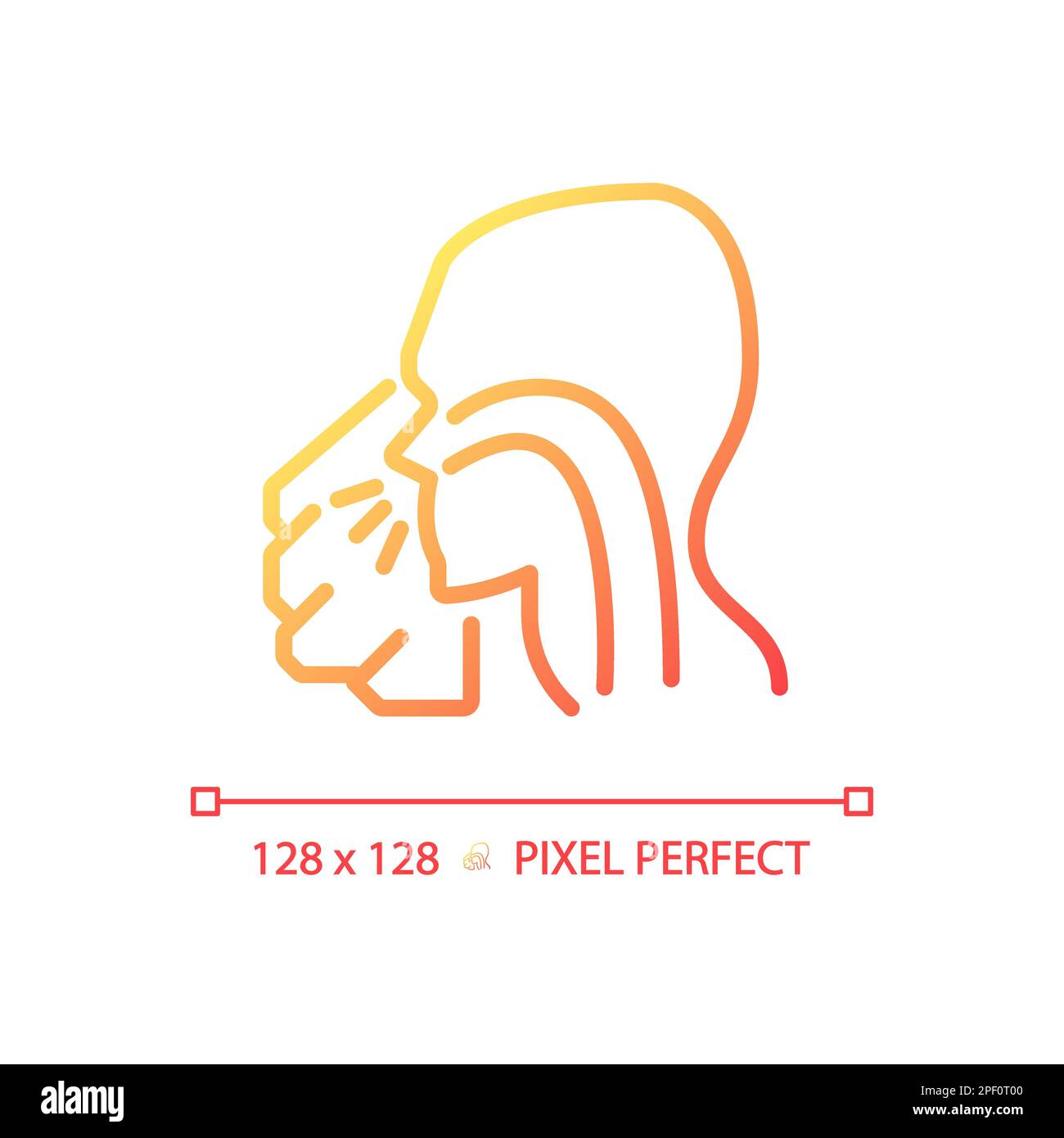 Sneezing pixel perfect gradient linear vector icon Stock Vector