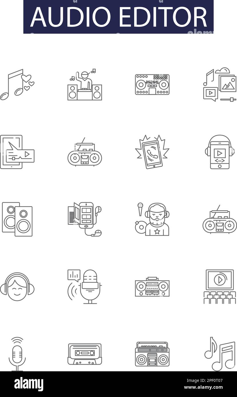 Audio editor line vector icons and signs. Audio, Mixer, Acoustics