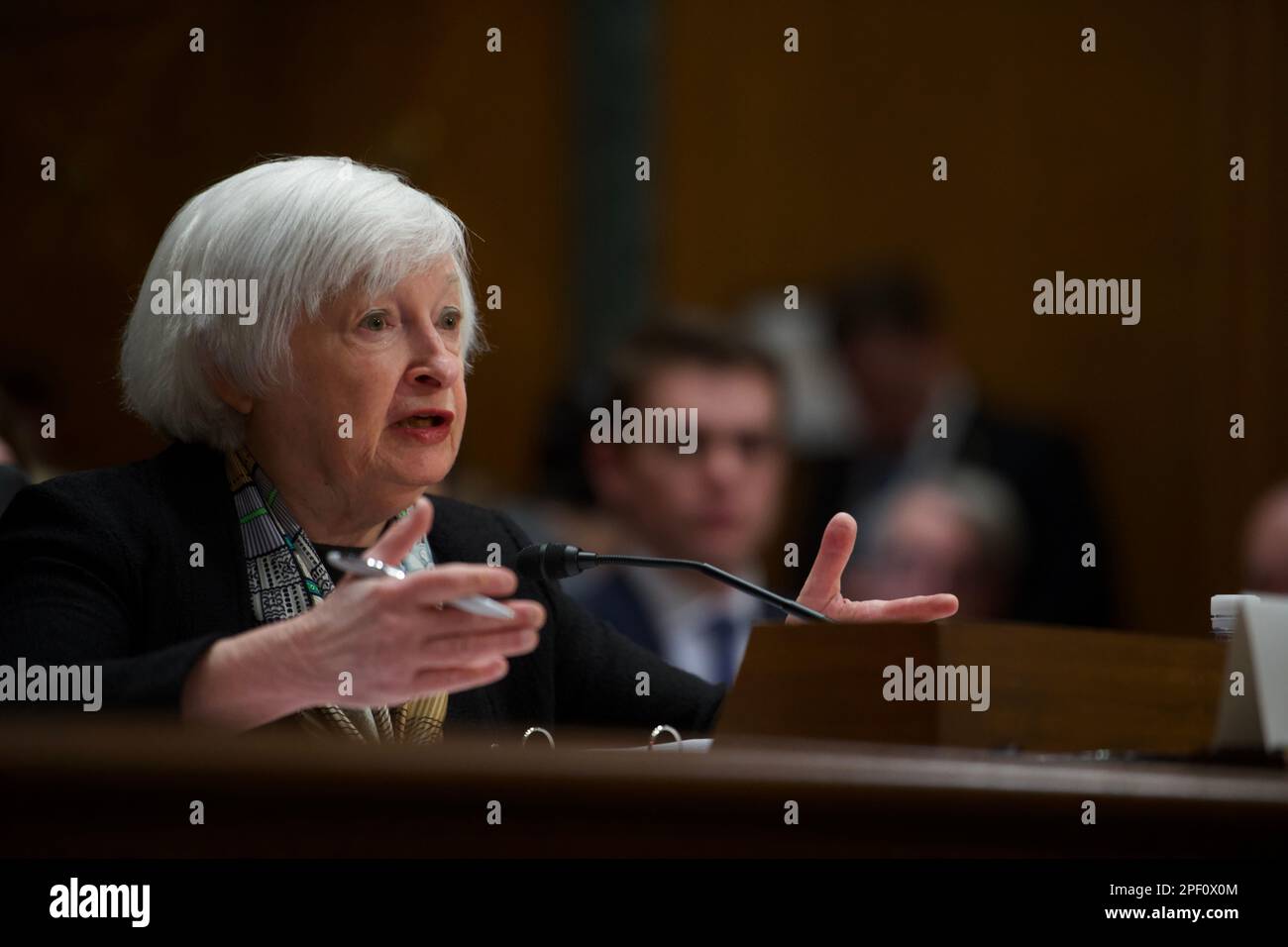 United States Secretary of the Treasury Janet Yellen testifies before the US Senate Committee on Finance hearing on the FY 2024 funding for the Department of the Treasury on Capitol Hill in Washington, DC on Thursday, March 16, 2023.Credit: Rod Lamkey/CNP /MediaPunch Stock Photo
