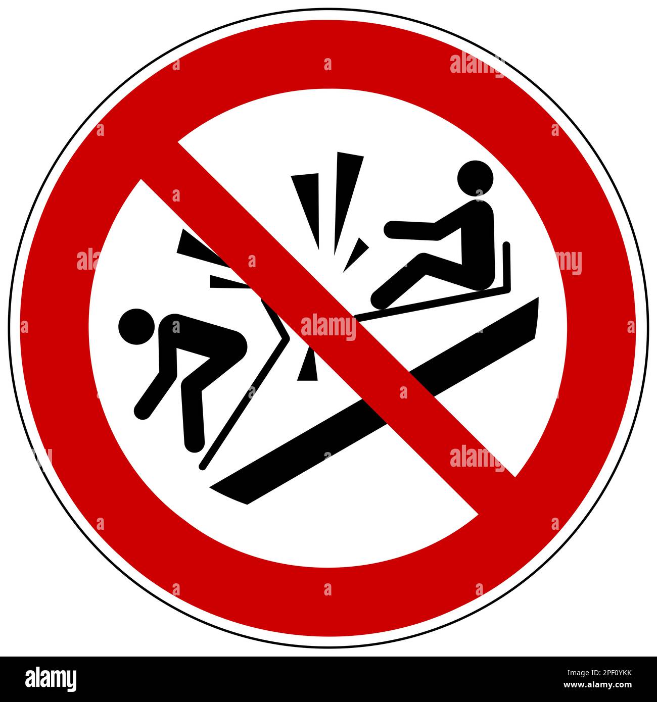 ISO 7010 do not ram into toboggans sign Stock Photo Alamy