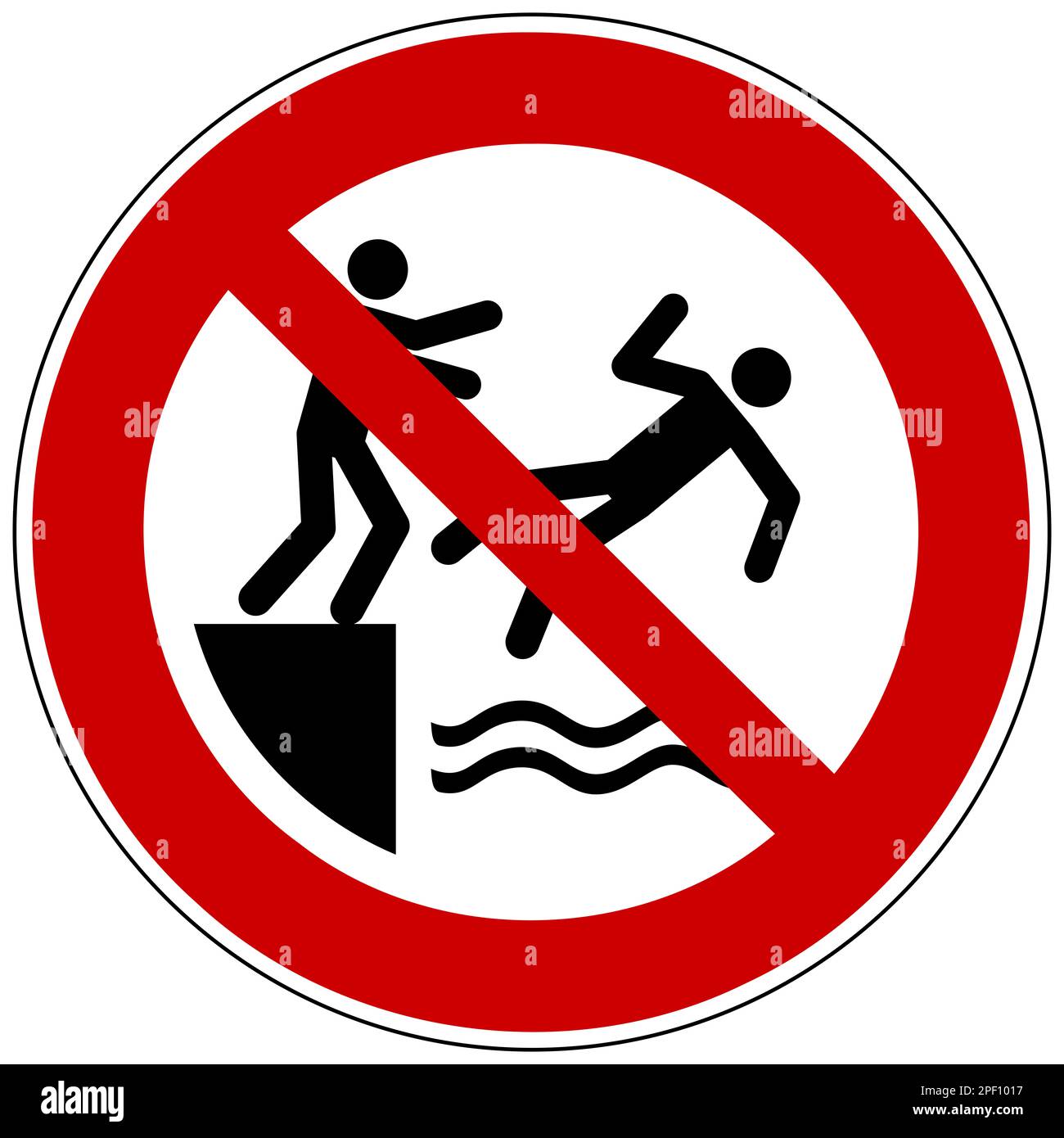 ISO 7010 no pushing into water sign Stock Photo - Alamy