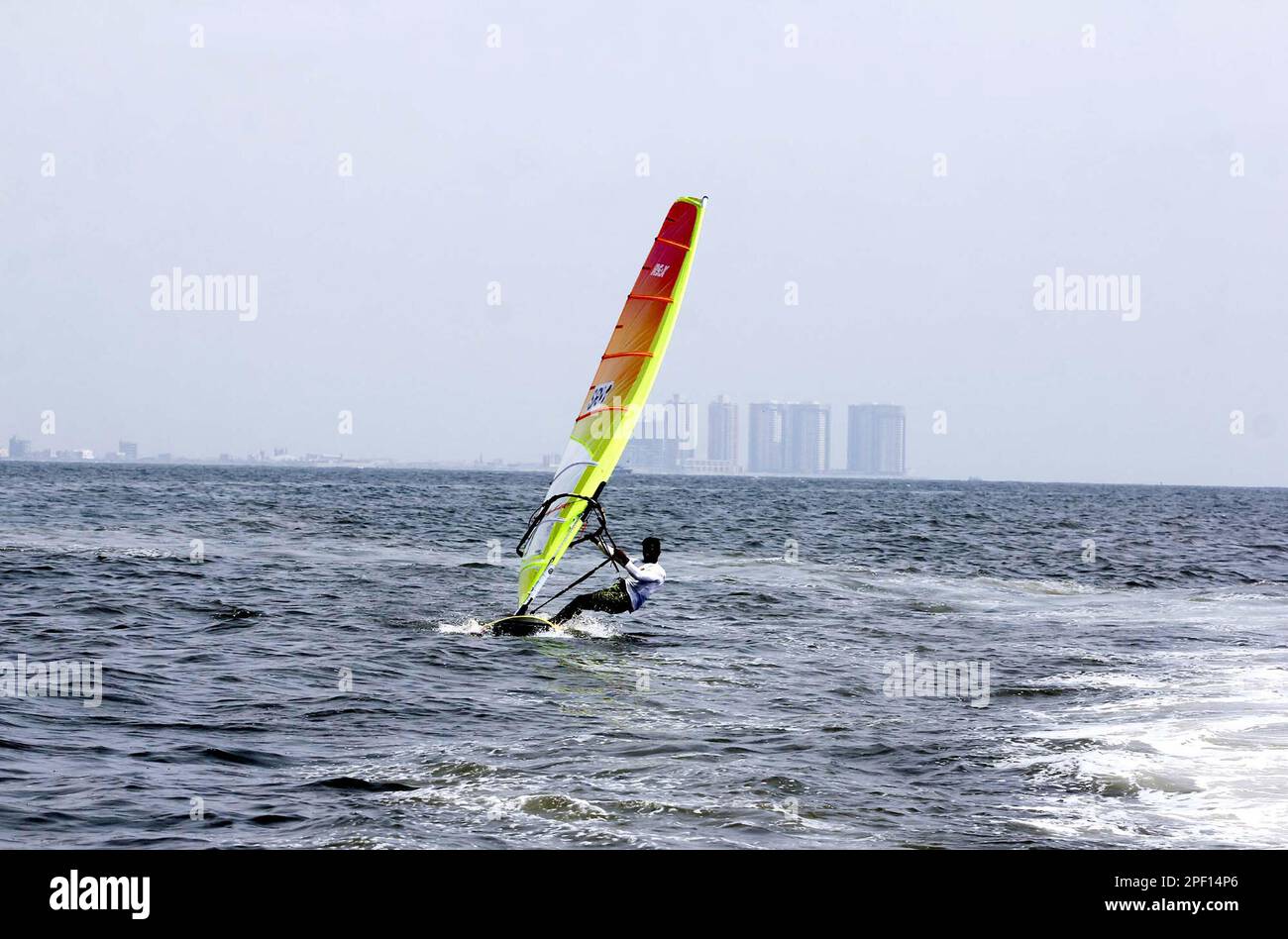 Sailors from different countries take part in sailing race during the