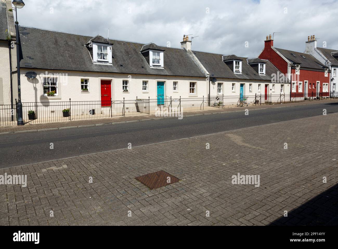 Terraced houses on Gottries Road, Irvine, North Ayrshire, Scotland, UK