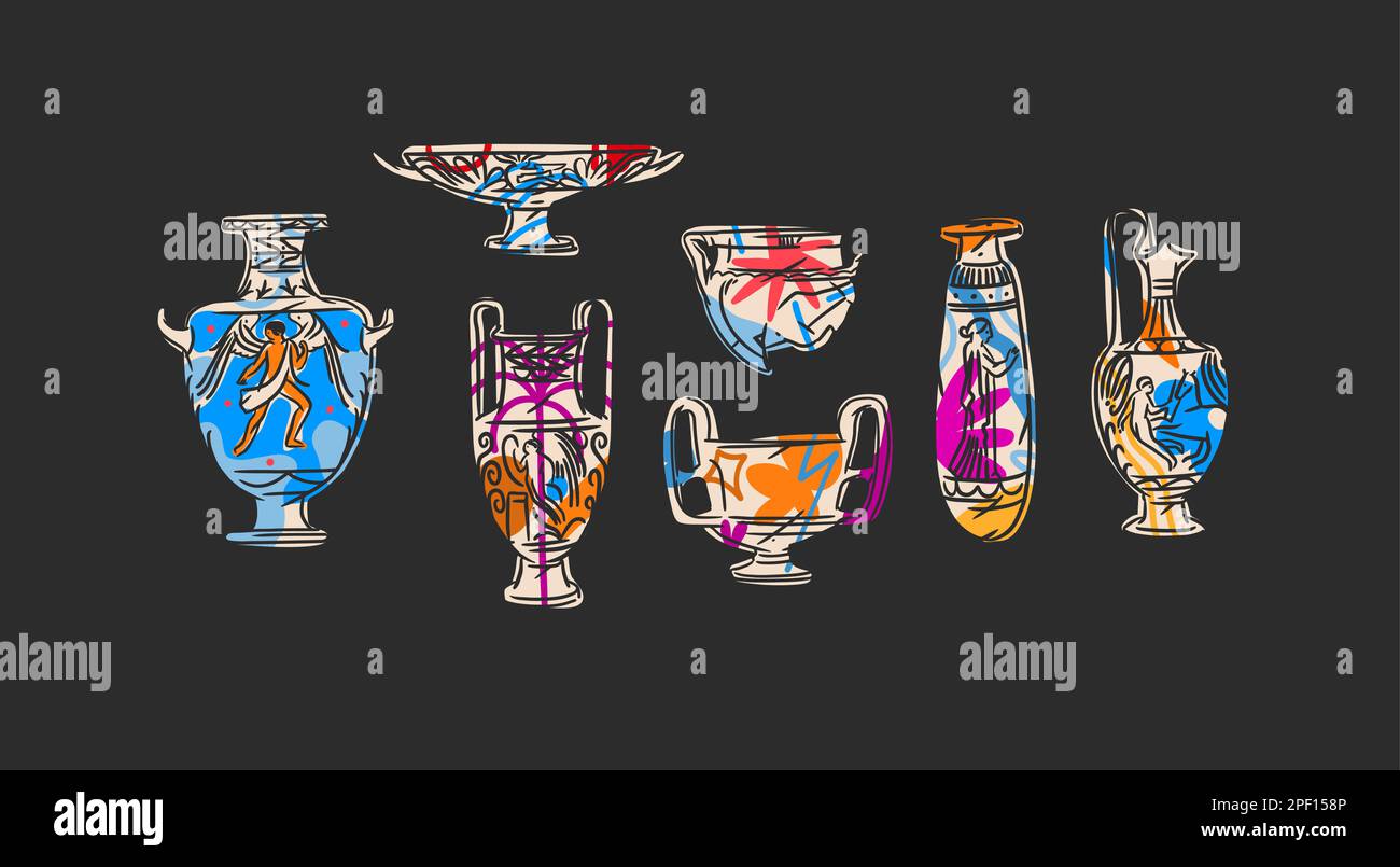 Hand drawn vector abstract outline,graphic,contemporary art greek