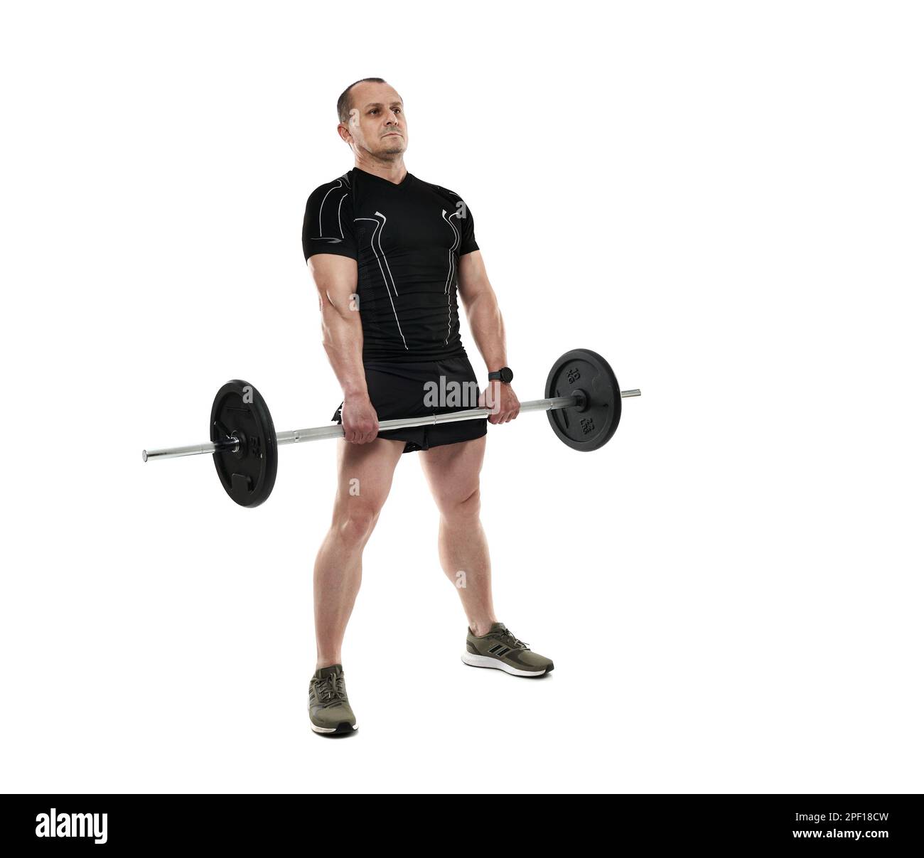 Man doing Sumo Barbell deadlifts exercise. Flat vector