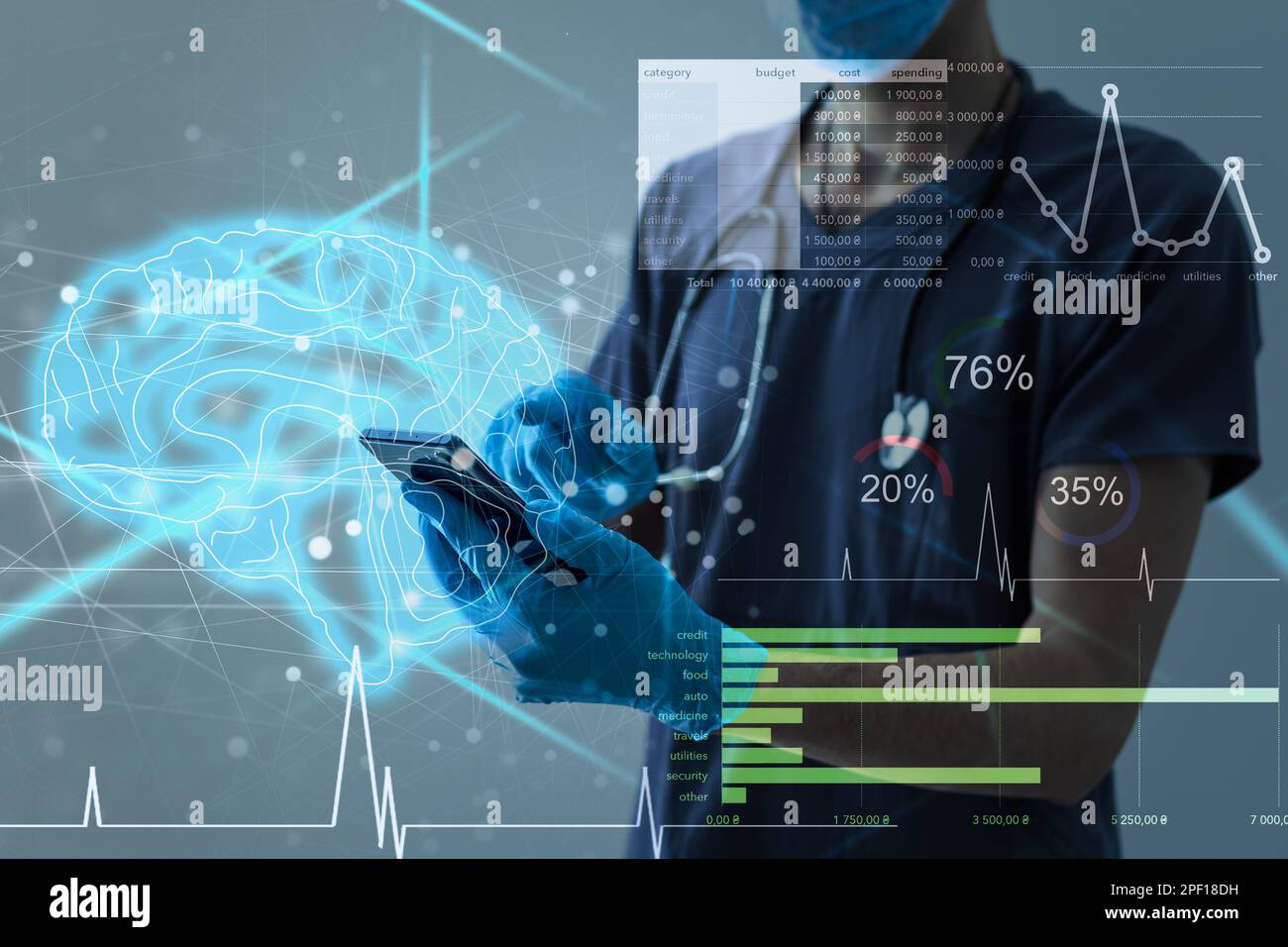 Medicine doctor touching icon medical network connection with modern ...