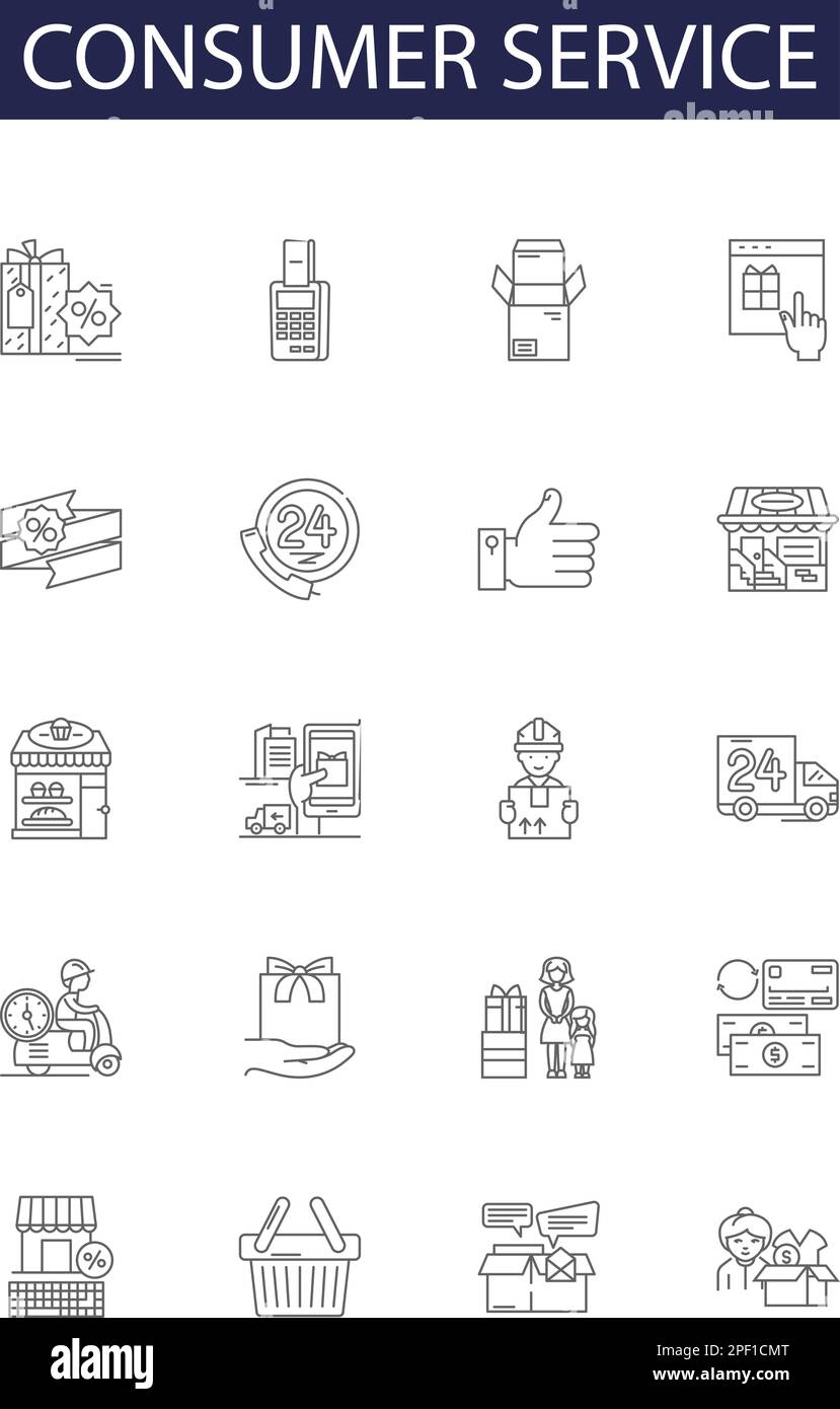 Consumer service line vector icons and signs. Service, Assistance ...
