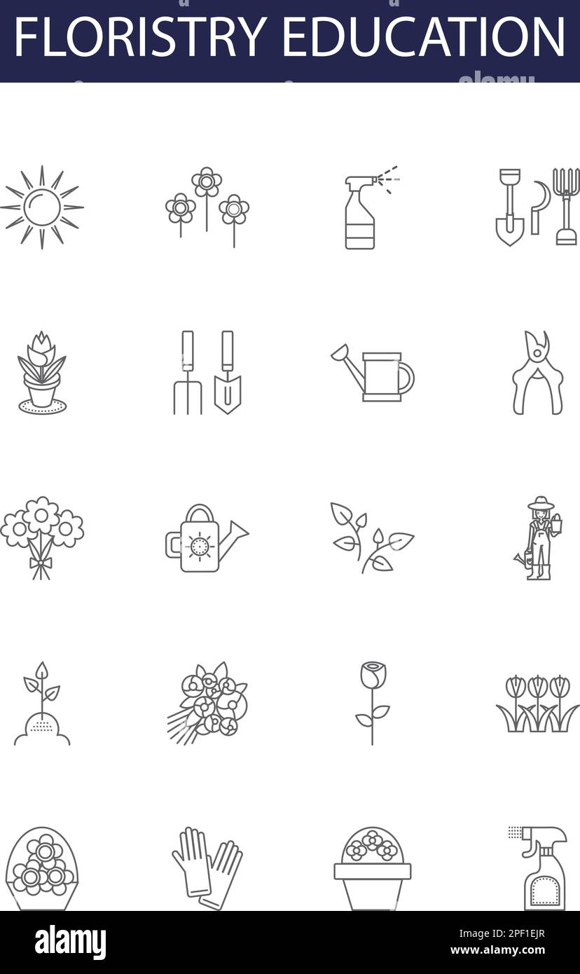 Floristry education line vector icons and signs. Education, Training, Courses, Qualifications
