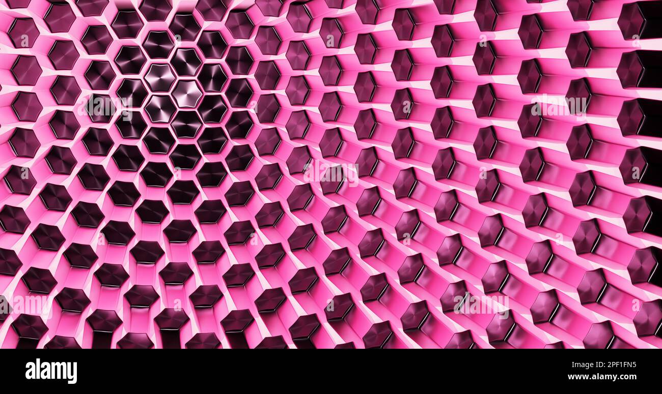 Abstract background of hexagons, surface from geometric blocks. 3d rendering Stock Photo